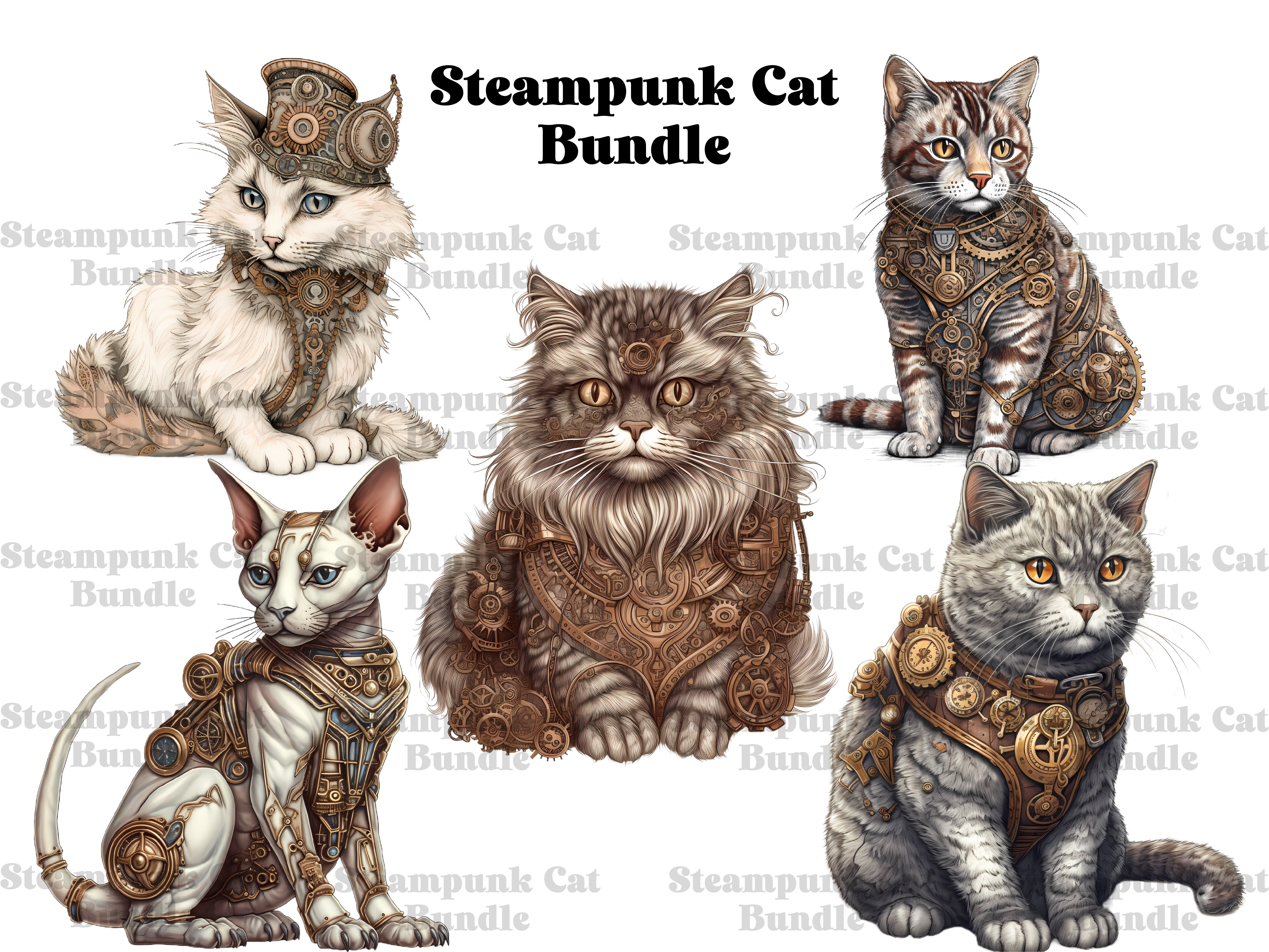 Steampunk Cats Clipart - CraftNest