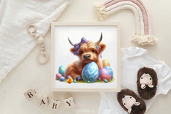 Highland Cow Easter Basket Clipart Bundle - CraftNest - Digital Crafting and Art
