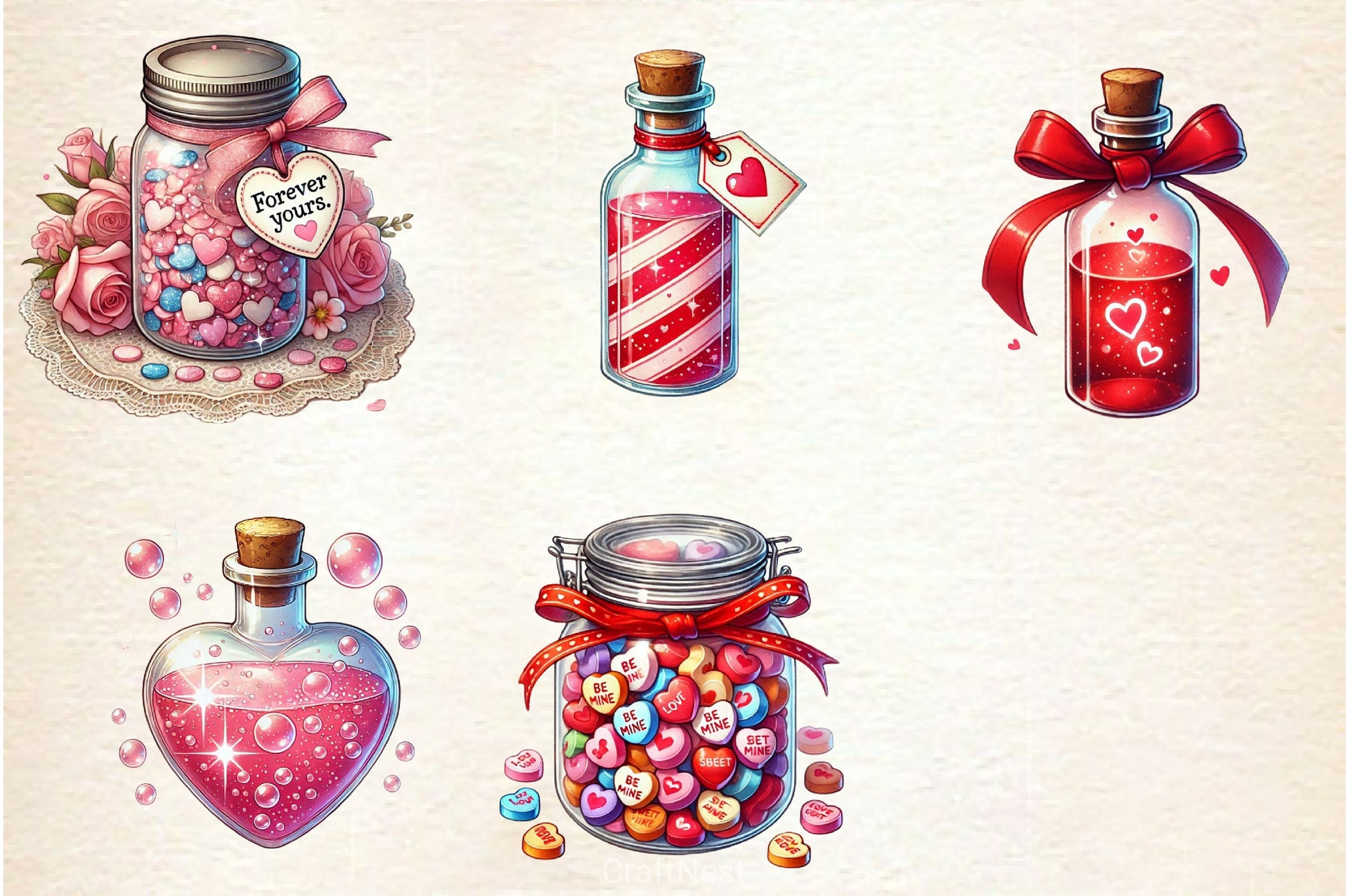 Love Bottle Valentines Day Clipart Bundle 2 - CraftNest - Digital Crafting and Art