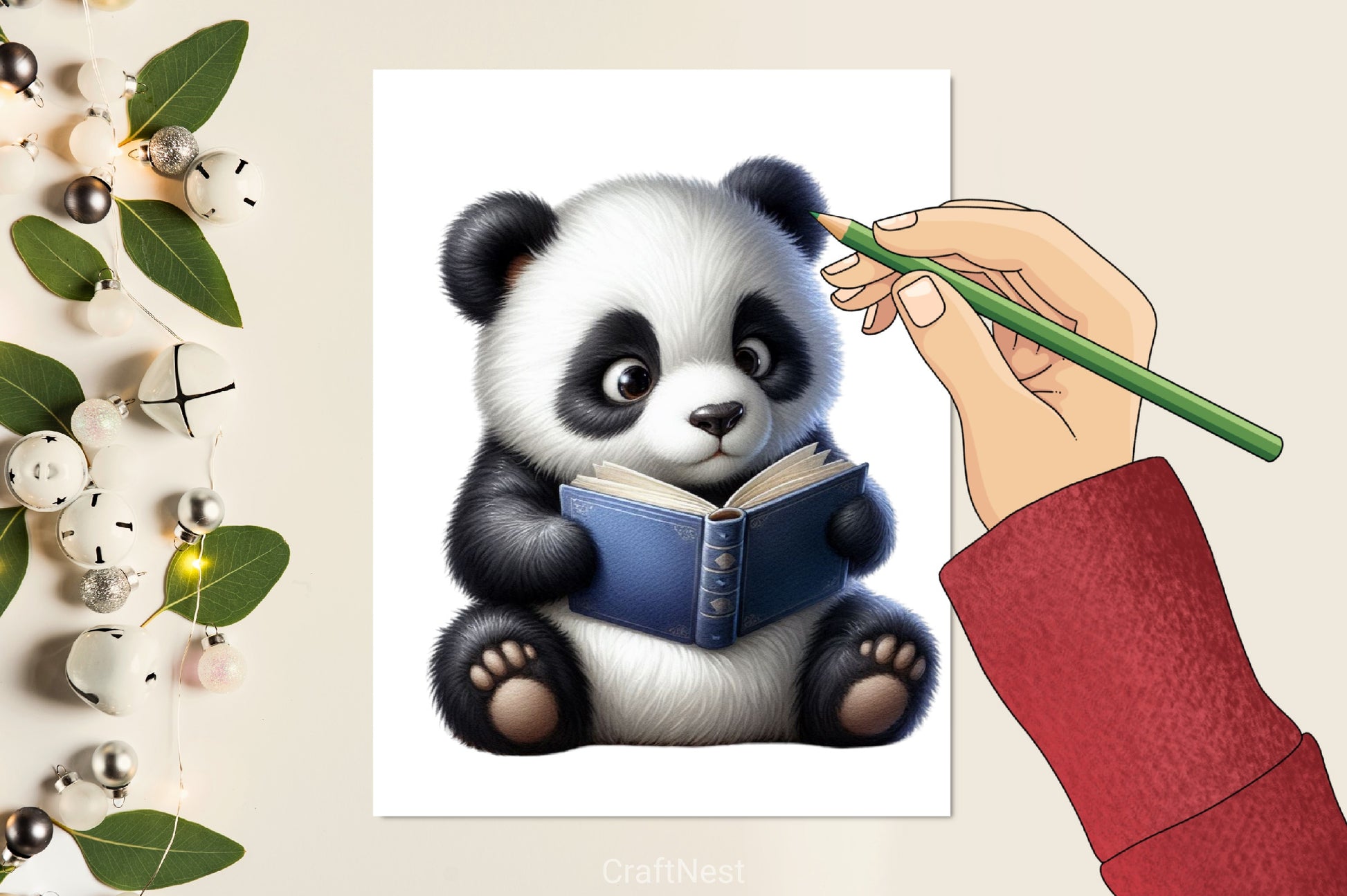 Panda Reading Book Clipart Bundle - CraftNest - Digital Crafting and Art