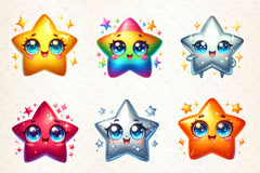 Kawaii Star Clipart Bundle 2 - CraftNest - Digital Crafting and Art