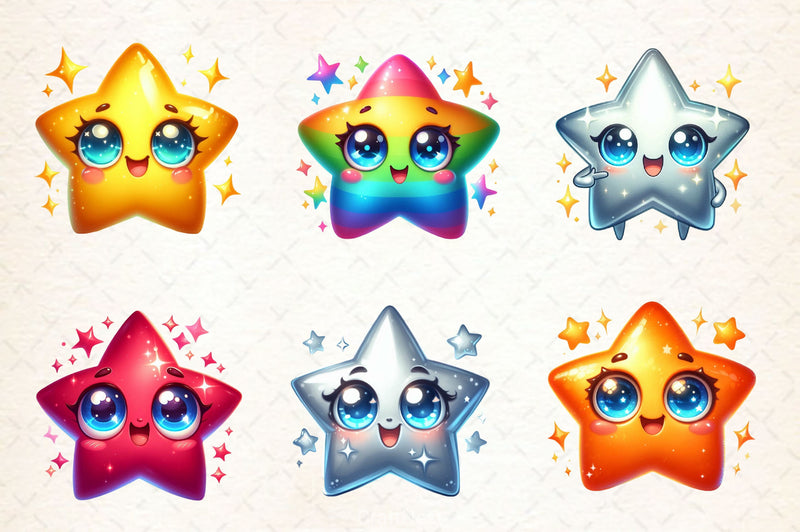 Kawaii Star Clipart Bundle 2 - CraftNest - Digital Crafting and Art