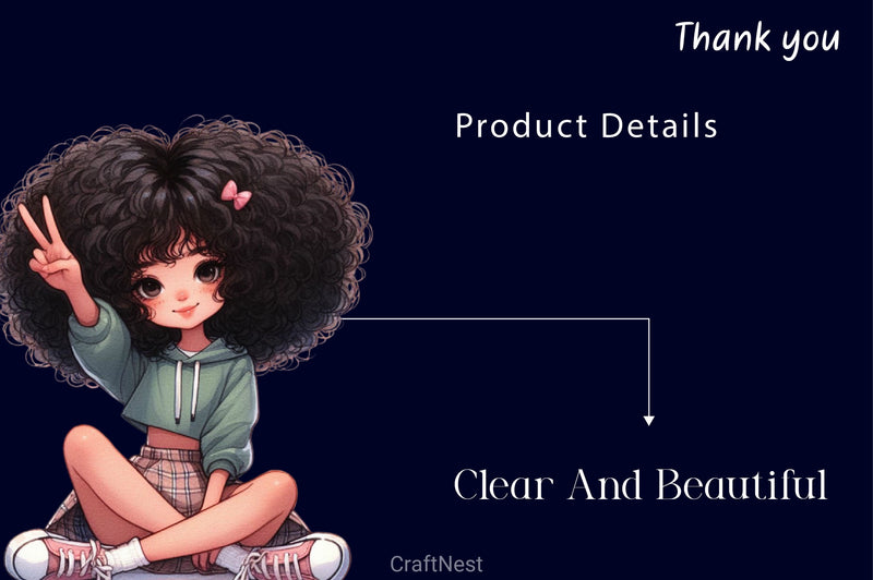 Cute Afro Girl Clipart Bundle 2 - CraftNest - Digital Crafting and Art