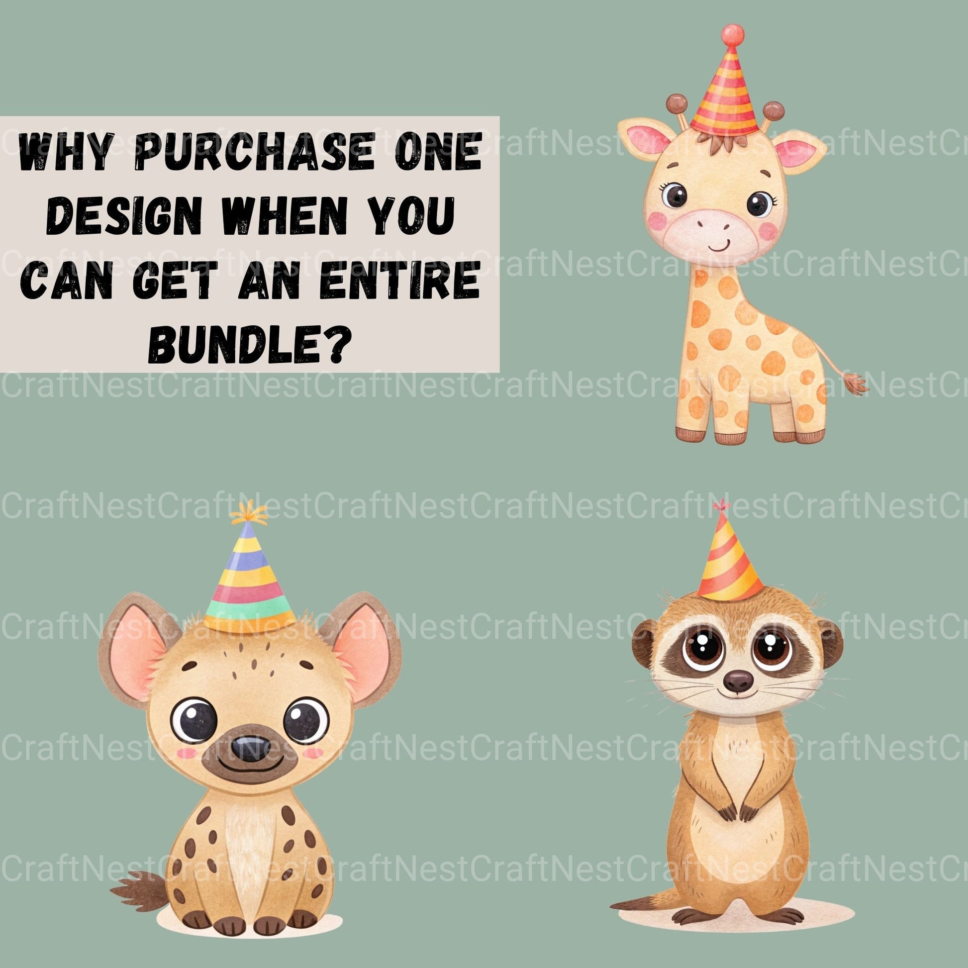 Safari Animals Birthday Clipart Bundle - CraftNest - Digital Crafting and Art