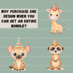 Safari Animals Birthday Clipart Bundle - CraftNest - Digital Crafting and Art