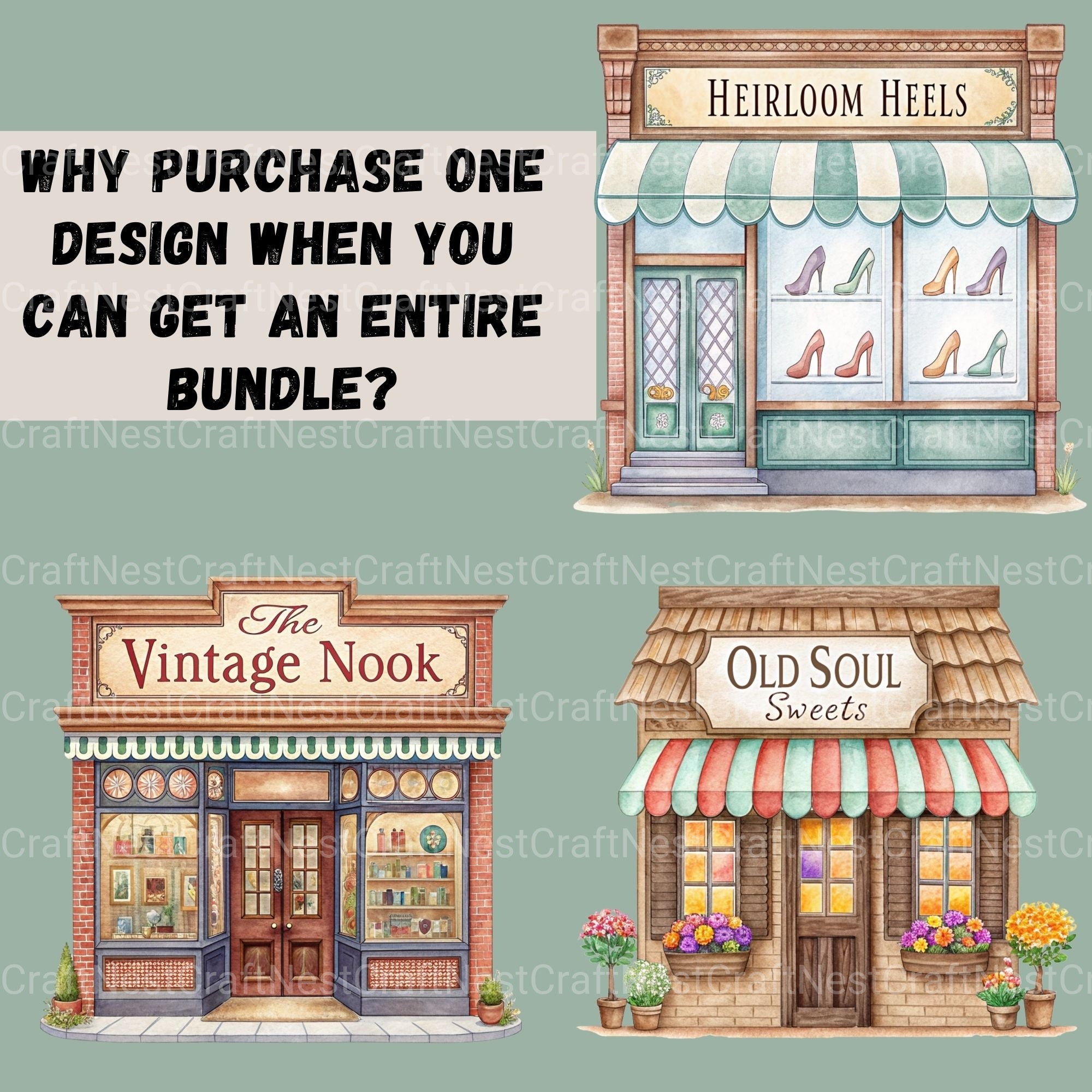 Village Shops Clipart Bundle - CraftNest - Digital Crafting and Art
