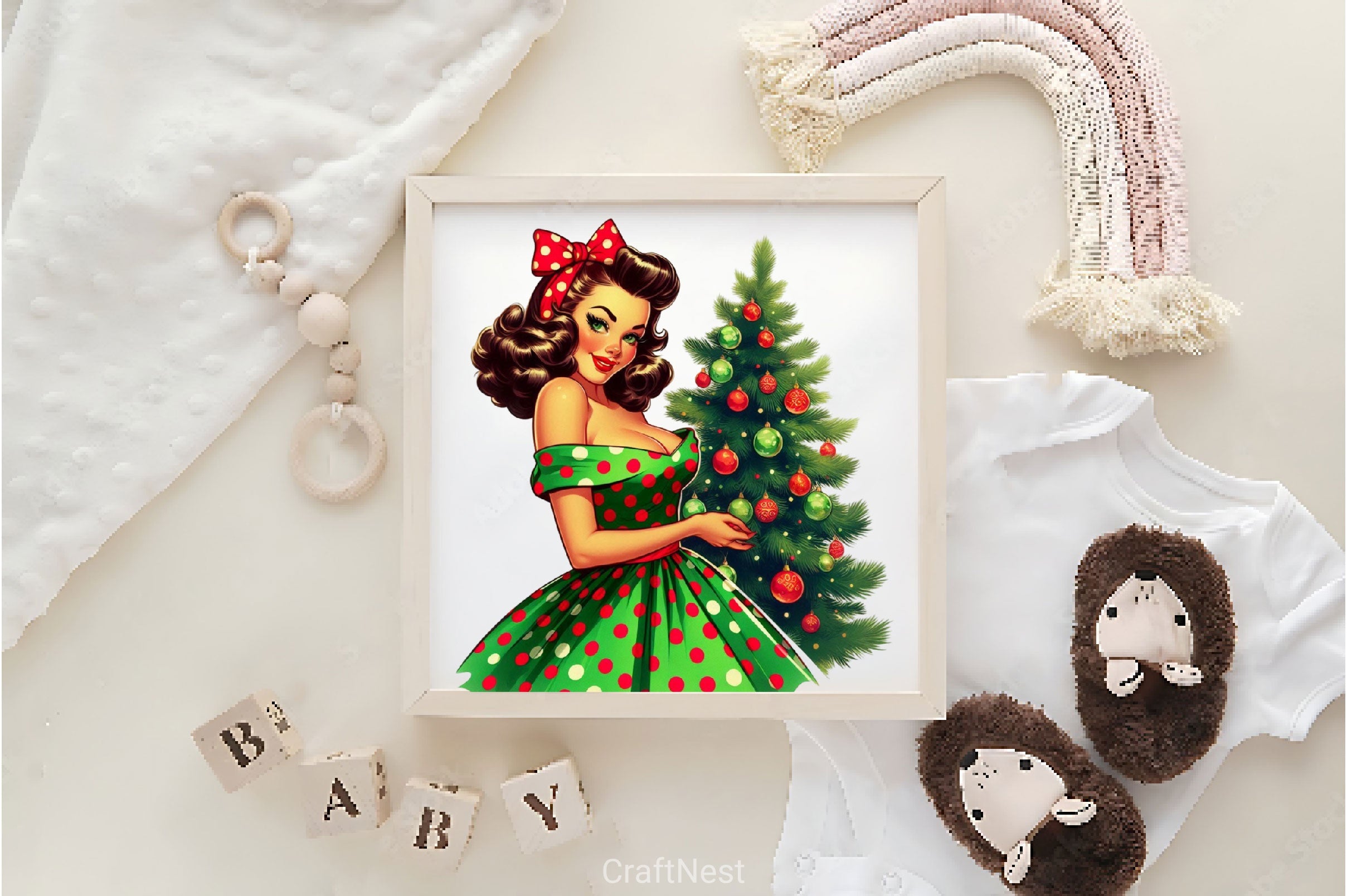 Vintage Christmas Pinup Girl Clipart Bundle 2 - CraftNest - Digital Crafting and Art