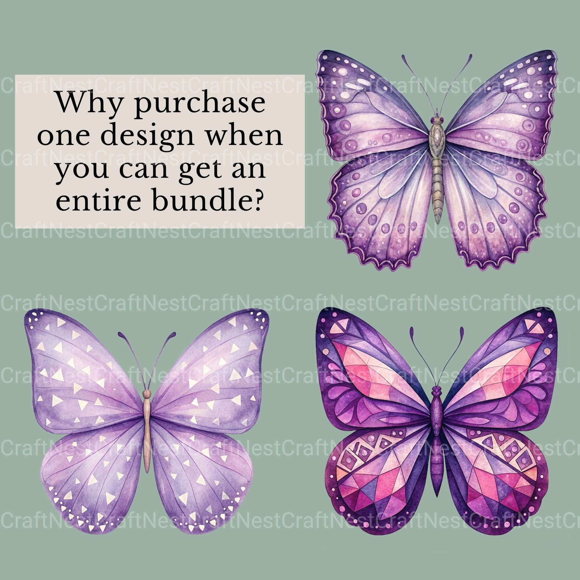 Purple Butterflies Clipart Bundle - CraftNest - Digital Crafting and Art