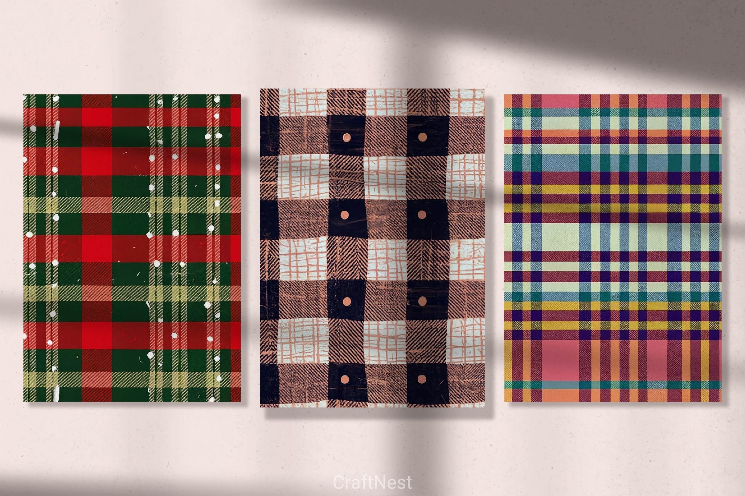 Christmas Plaid Linen Digital Paper - CraftNest - Digital Crafting and Art