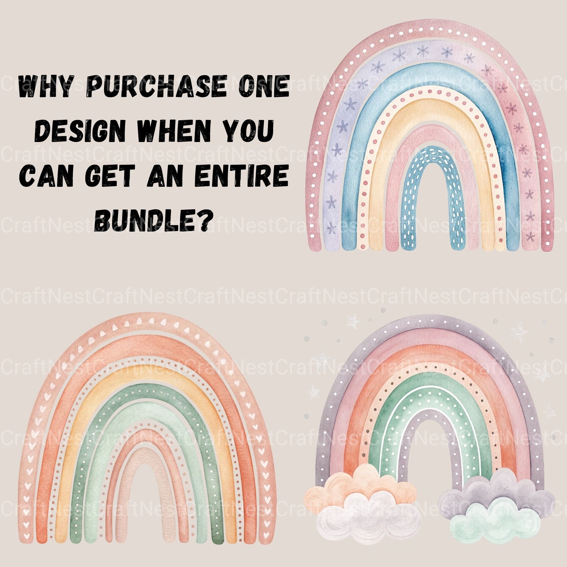 Boho Rainbows Clipart Bundle - CraftNest - Digital Crafting and Art