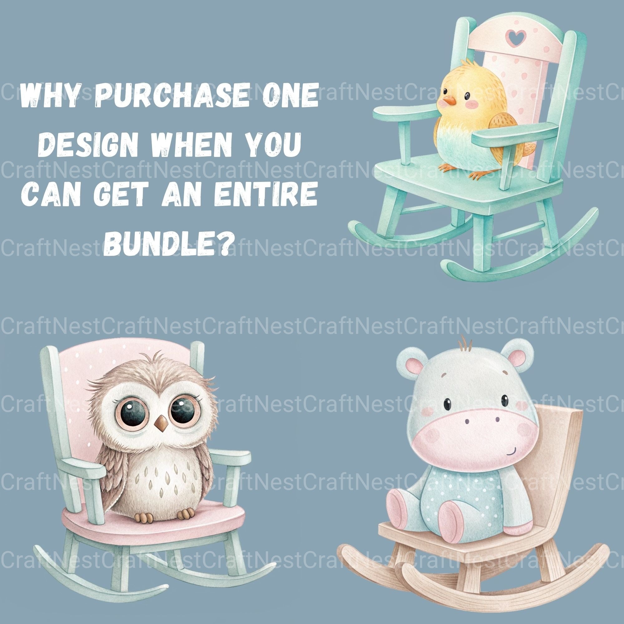 Rocking Chair Nursery Animals Clipart Bundle - CraftNest - Digital Crafting and Art