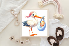Stork Baby Delivery Clipart Bundle - CraftNest - Digital Crafting and Art