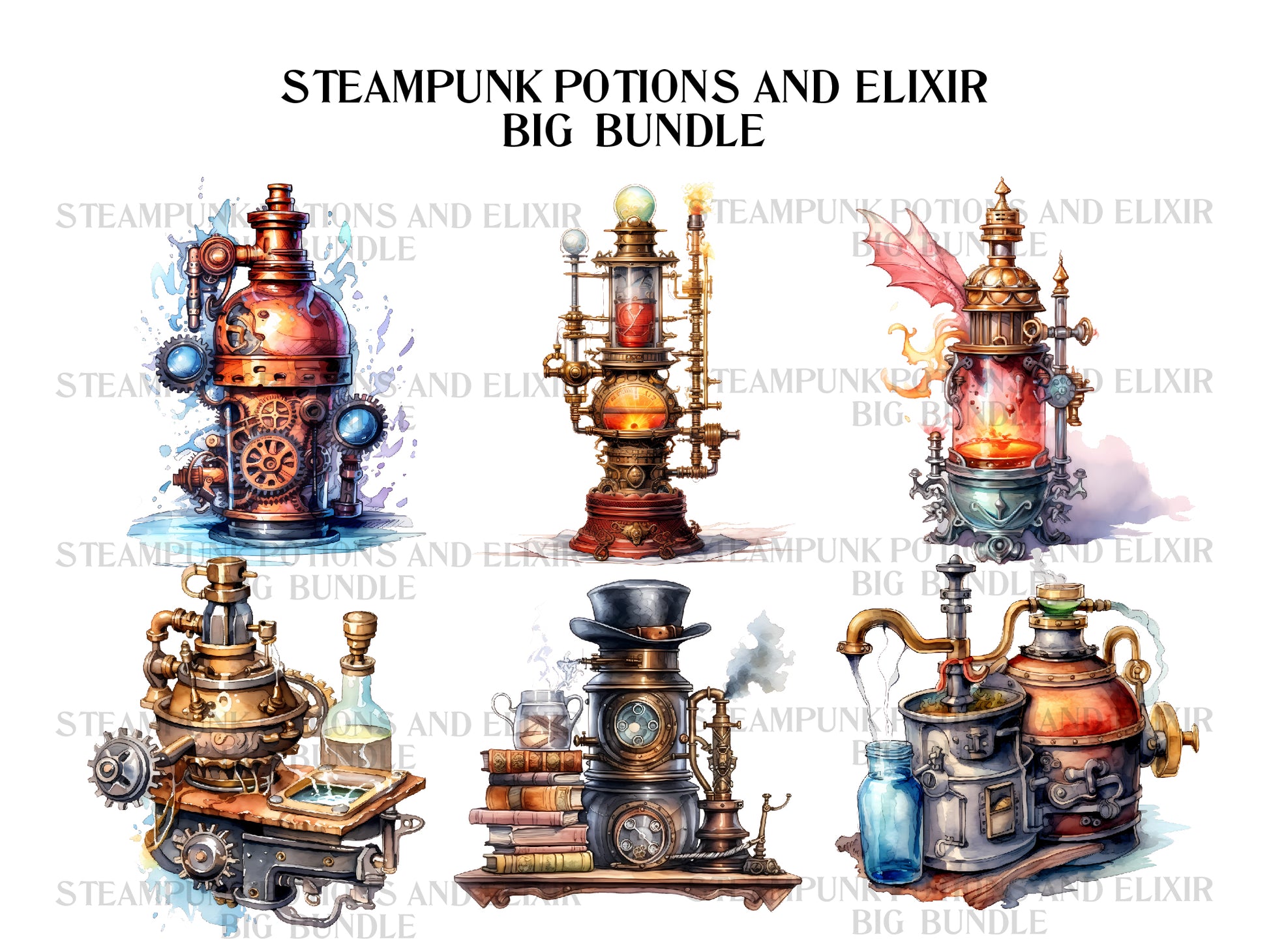 Steampunk Potions And Elixirs Clipart - CraftNest