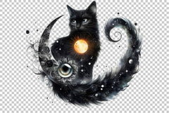 Celestial Black Cat Magic Cat Clipart Bundle 1 - CraftNest - Digital Crafting and Art