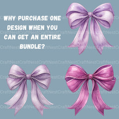 Purple Coquette Bows Clipart Bundle - CraftNest - Digital Crafting and Art