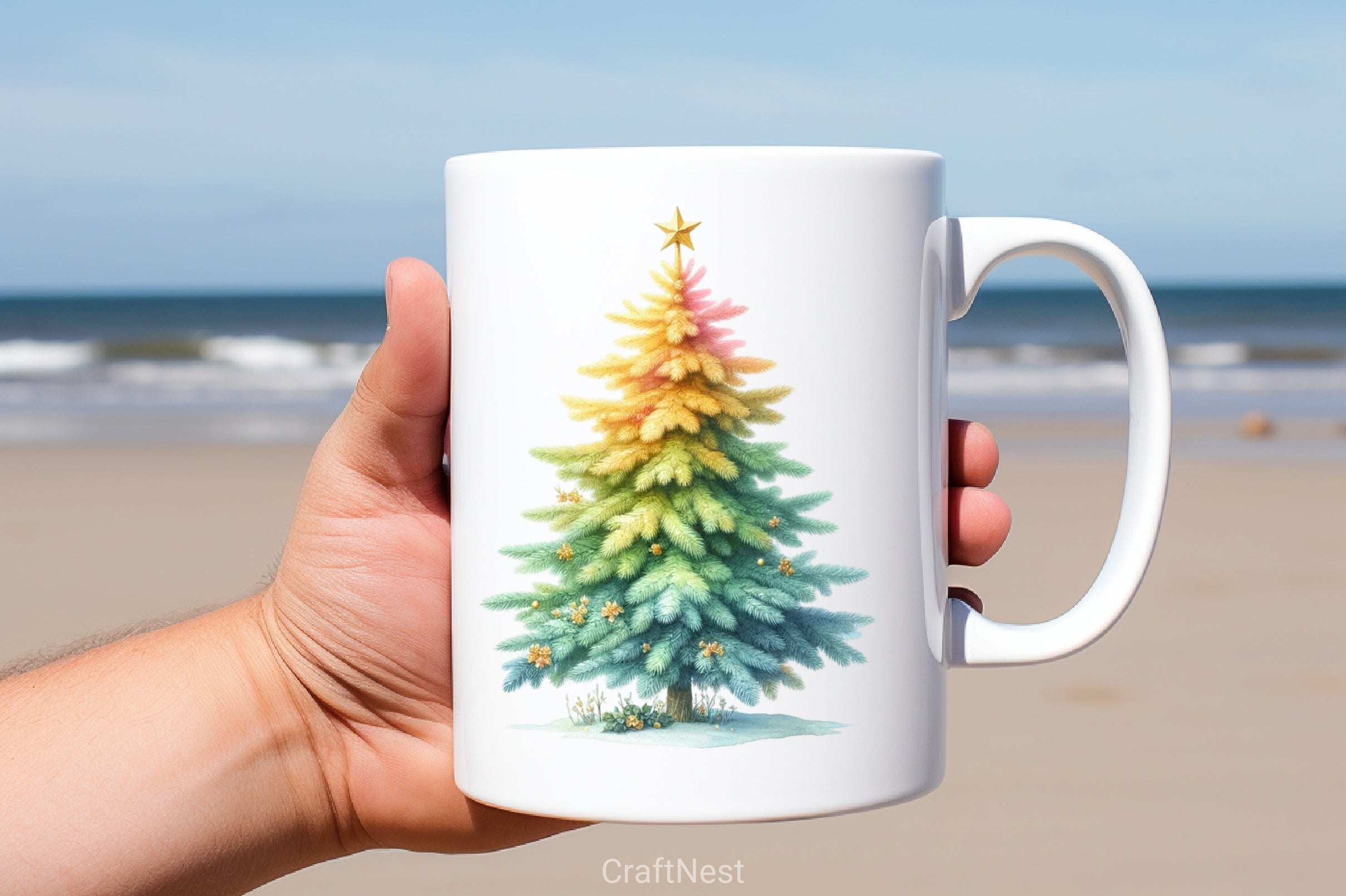 Watercolour Pastel Yellow Christmas Clipart Bundle - CraftNest - Digital Crafting and Art