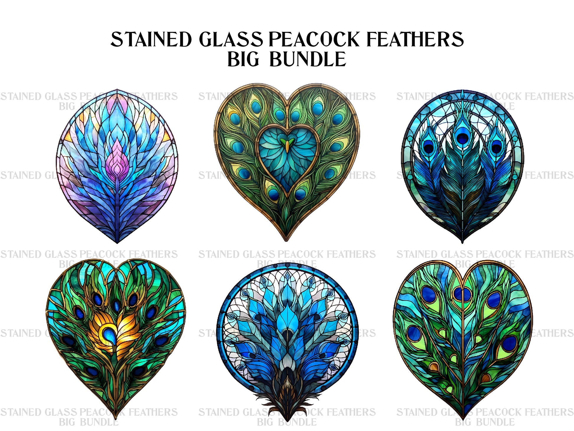 Stained Glass Peacock Feathers Clipart - CraftNest