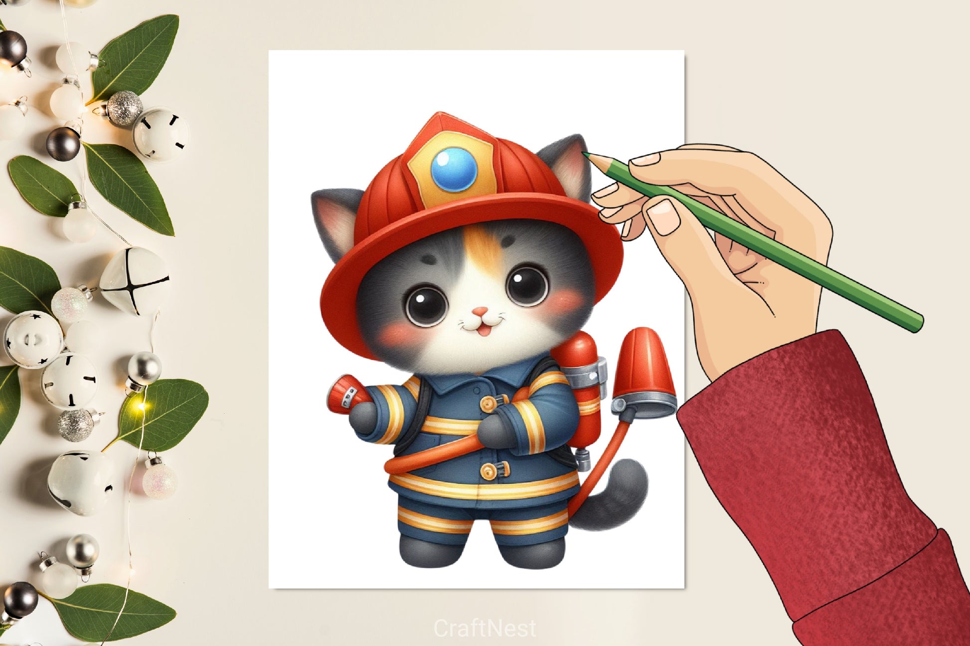 Kitten Firefighter Clipart Bundle - CraftNest - Digital Crafting and Art