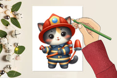 Kitten Firefighter Clipart Bundle - CraftNest - Digital Crafting and Art
