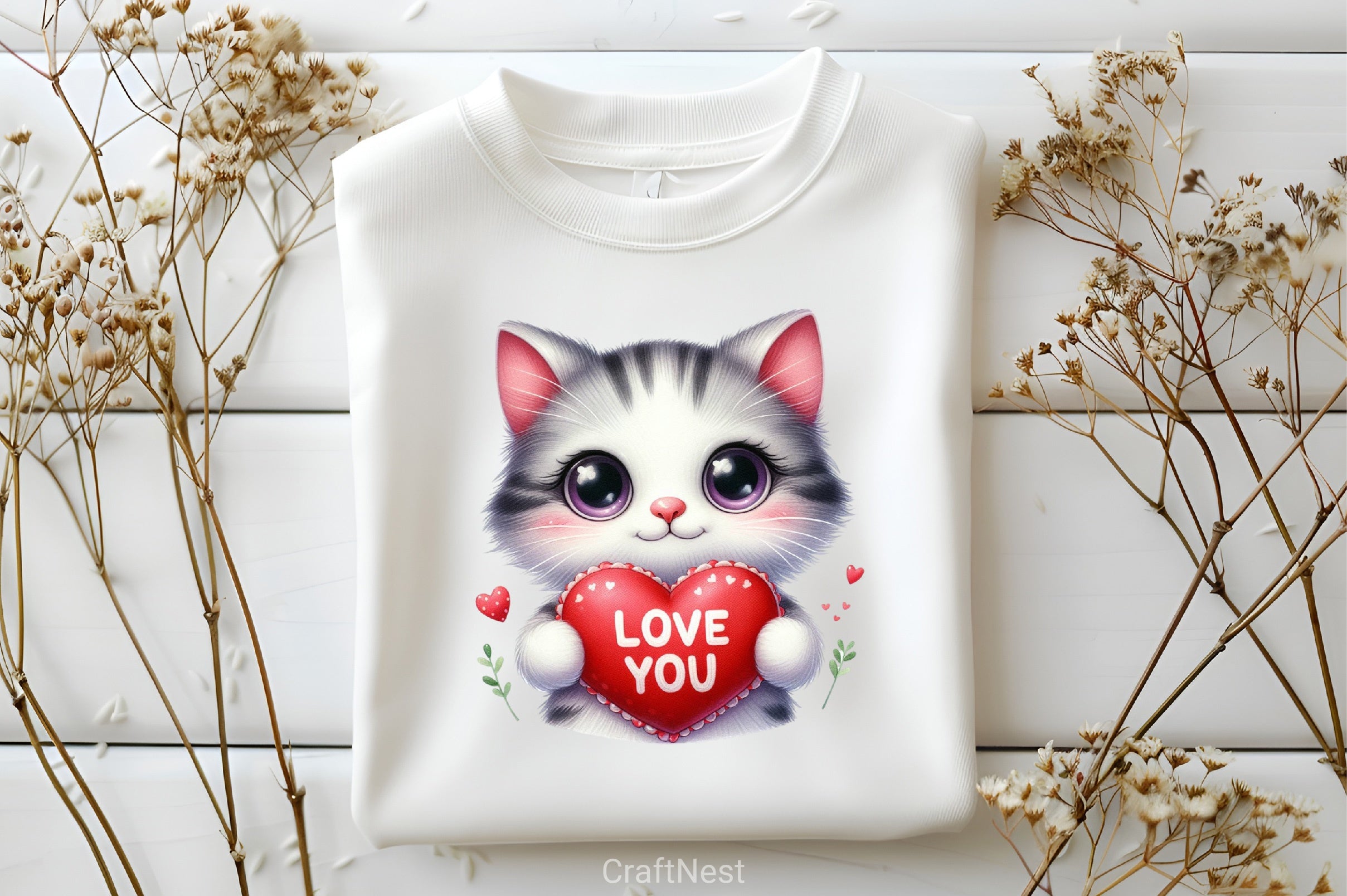 Love You Cat Valentine's Clipart Bundle 3 - CraftNest - Digital Crafting and Art