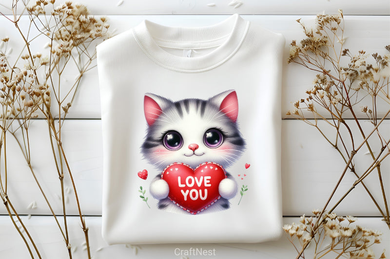 Love You Cat Valentine's Clipart Bundle 3 - CraftNest - Digital Crafting and Art