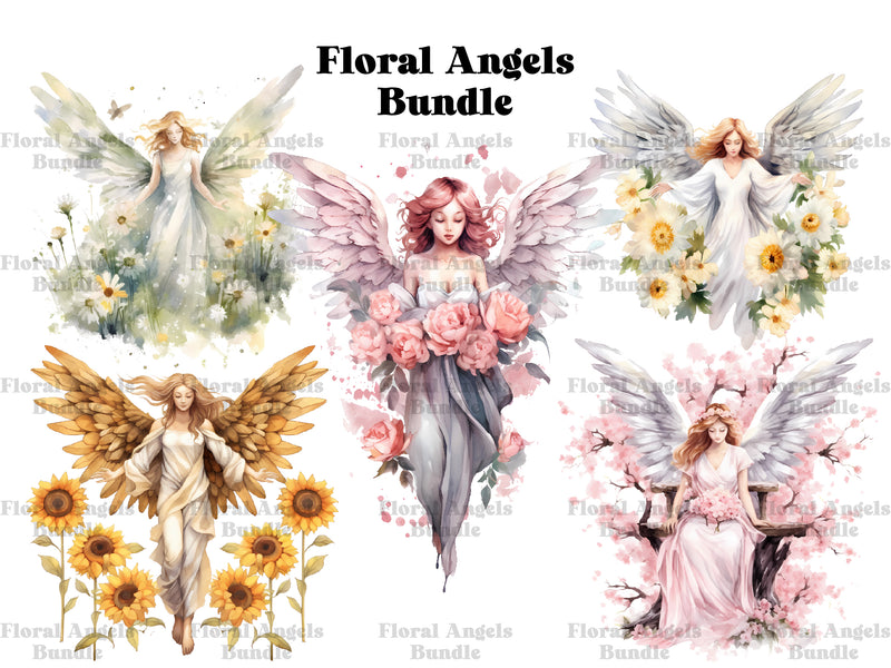 Floral Angels Clipart - CraftNest