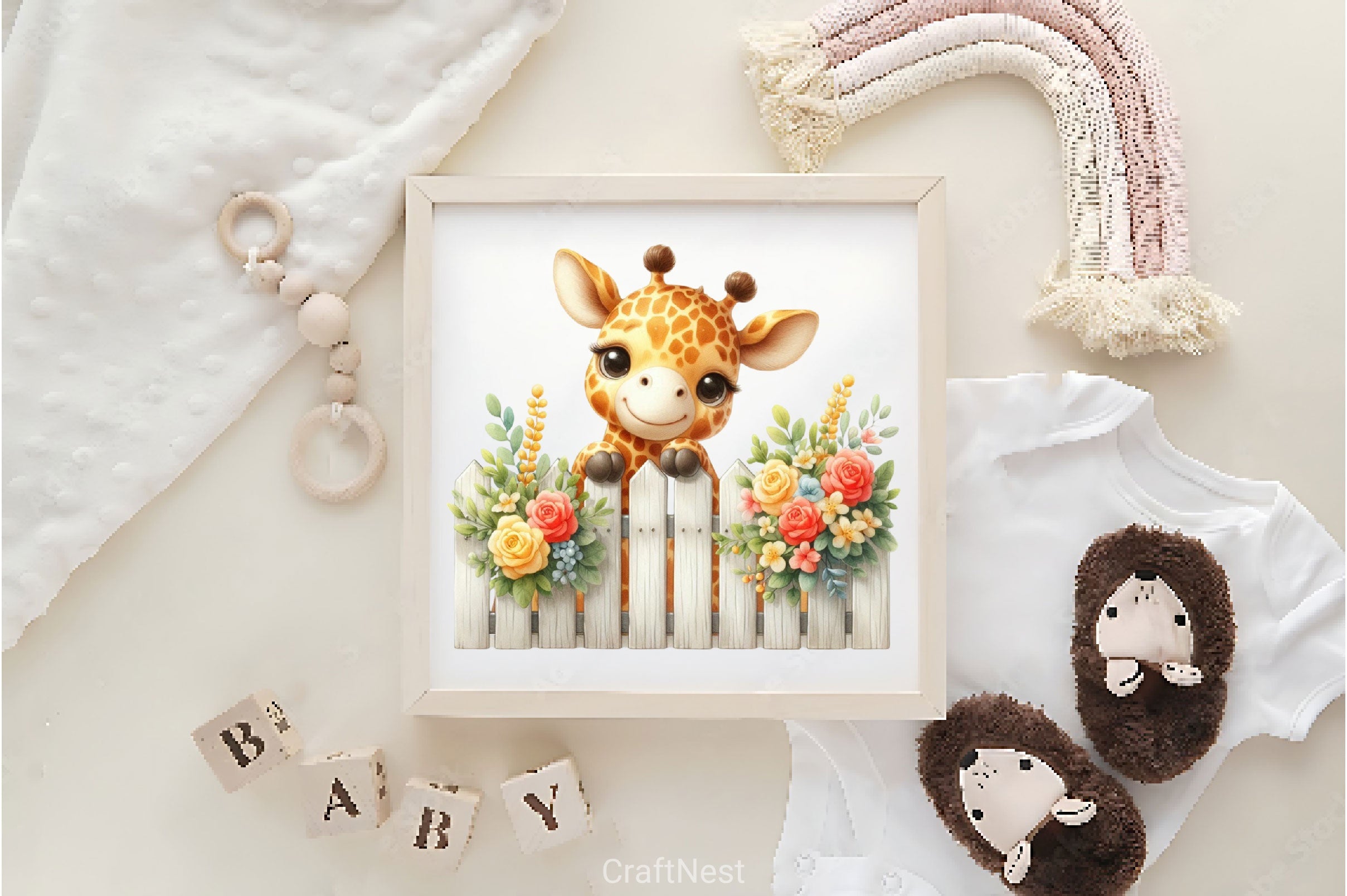 Giraffe Peeking Fence Clipart Bundle 4 - CraftNest - Digital Crafting and Art