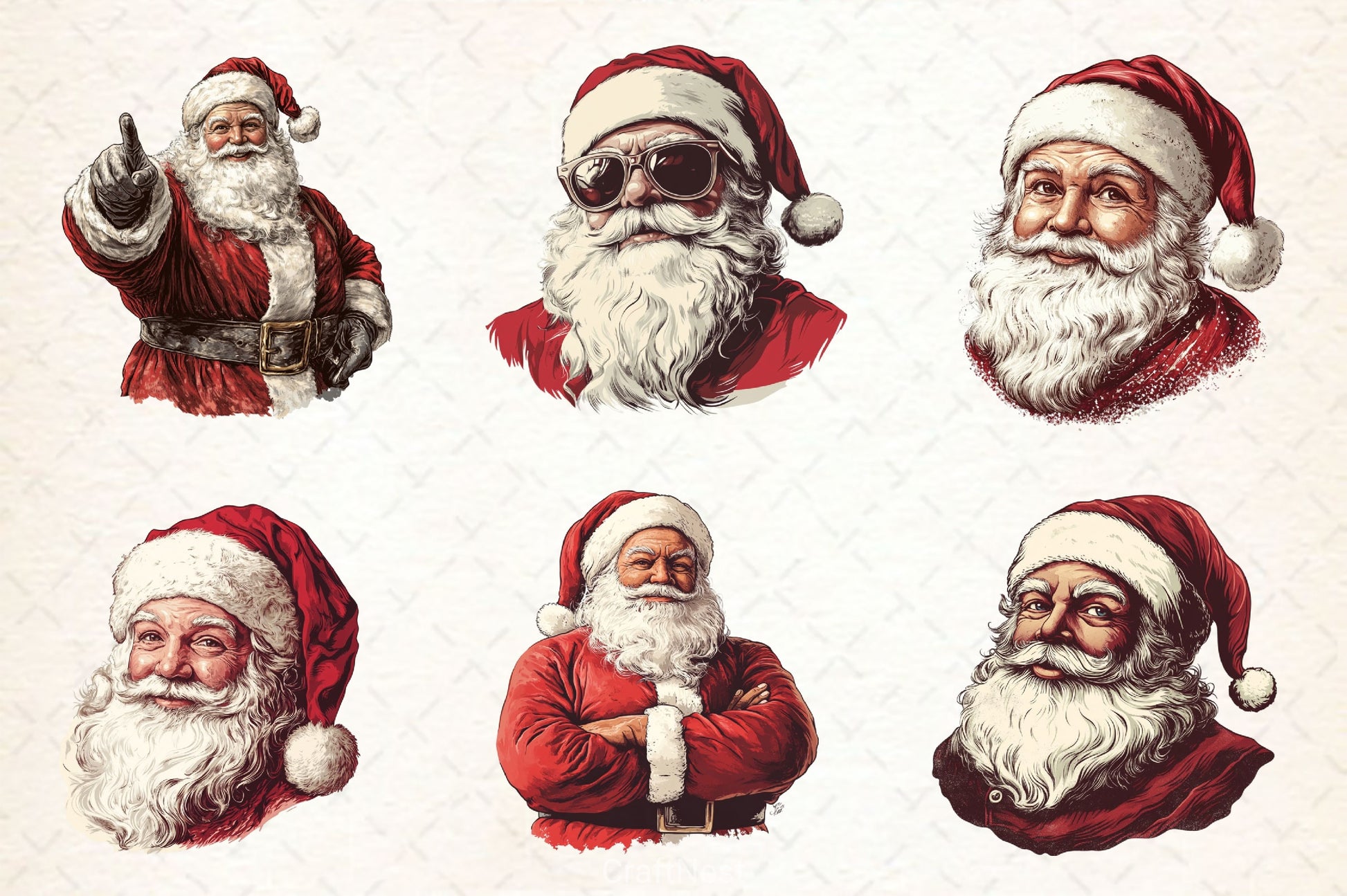 Vintage Santa Claus Christmas Clipart Bundle - CraftNest - Digital Crafting and Art