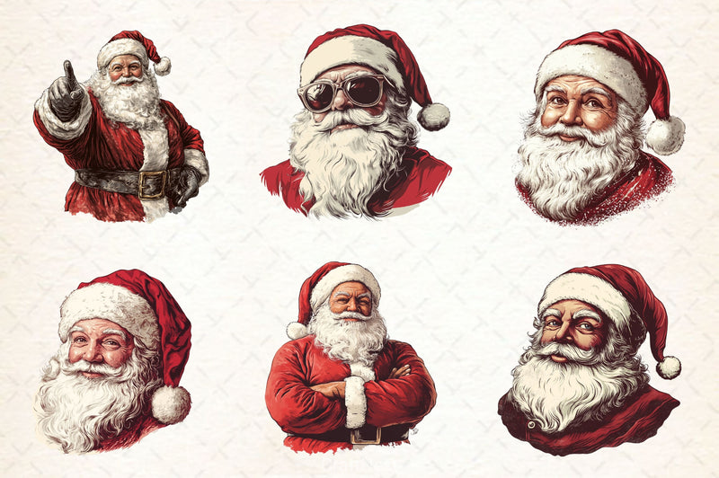 Vintage Santa Claus Christmas Clipart Bundle - CraftNest - Digital Crafting and Art