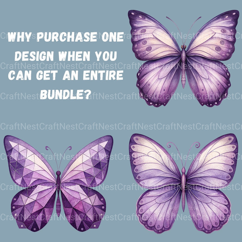 Purple Butterflies 1 Clipart Bundle - CraftNest - Digital Crafting and Art