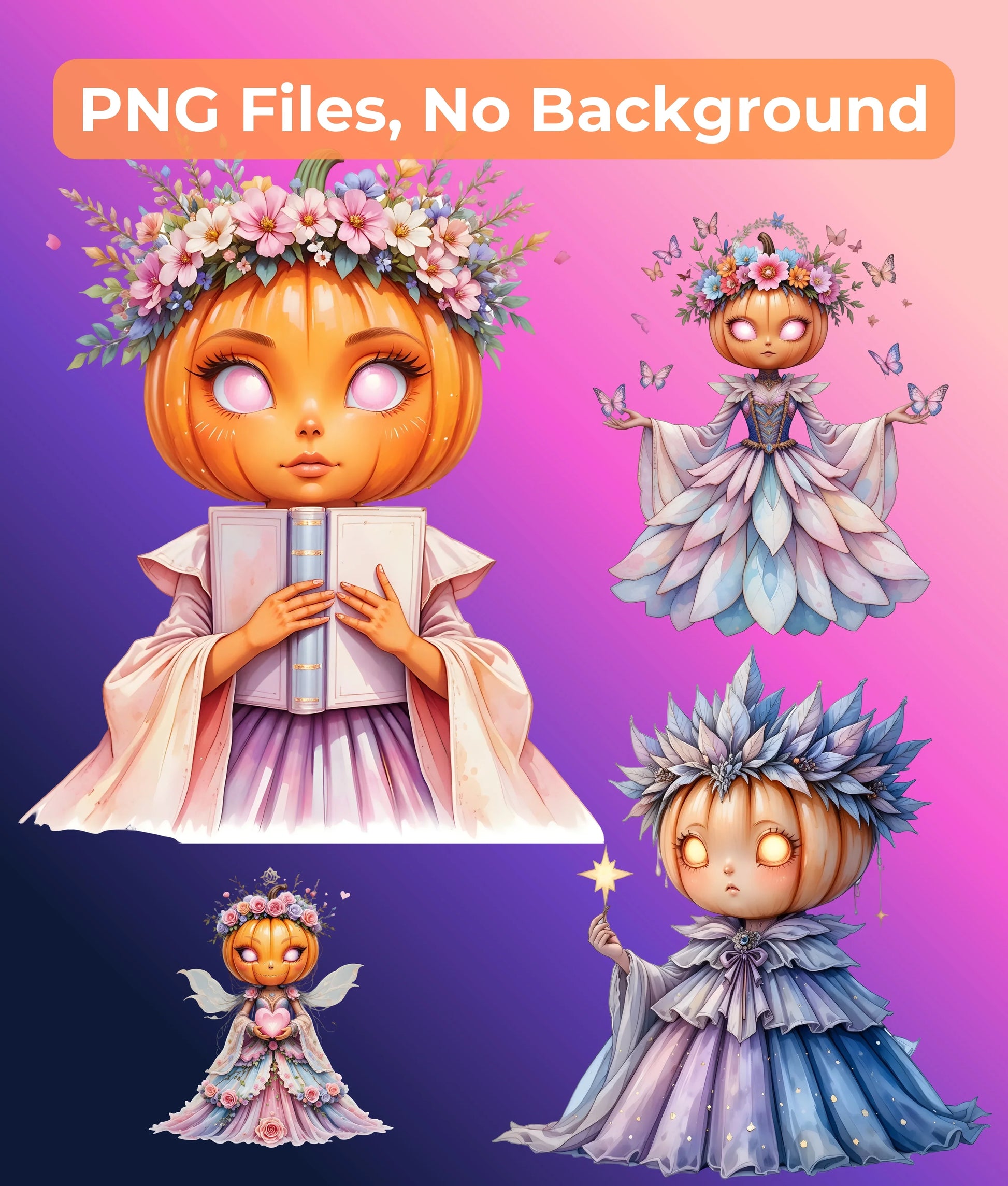Pastel Pumpkin Goddess Clipart Bundle - CraftNest - Digital Crafting and Art