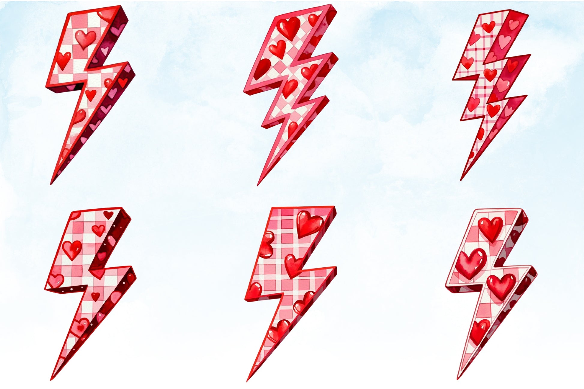 Valentine's Lightning Bolt Clipart Bundle - CraftNest - Digital Crafting and Art