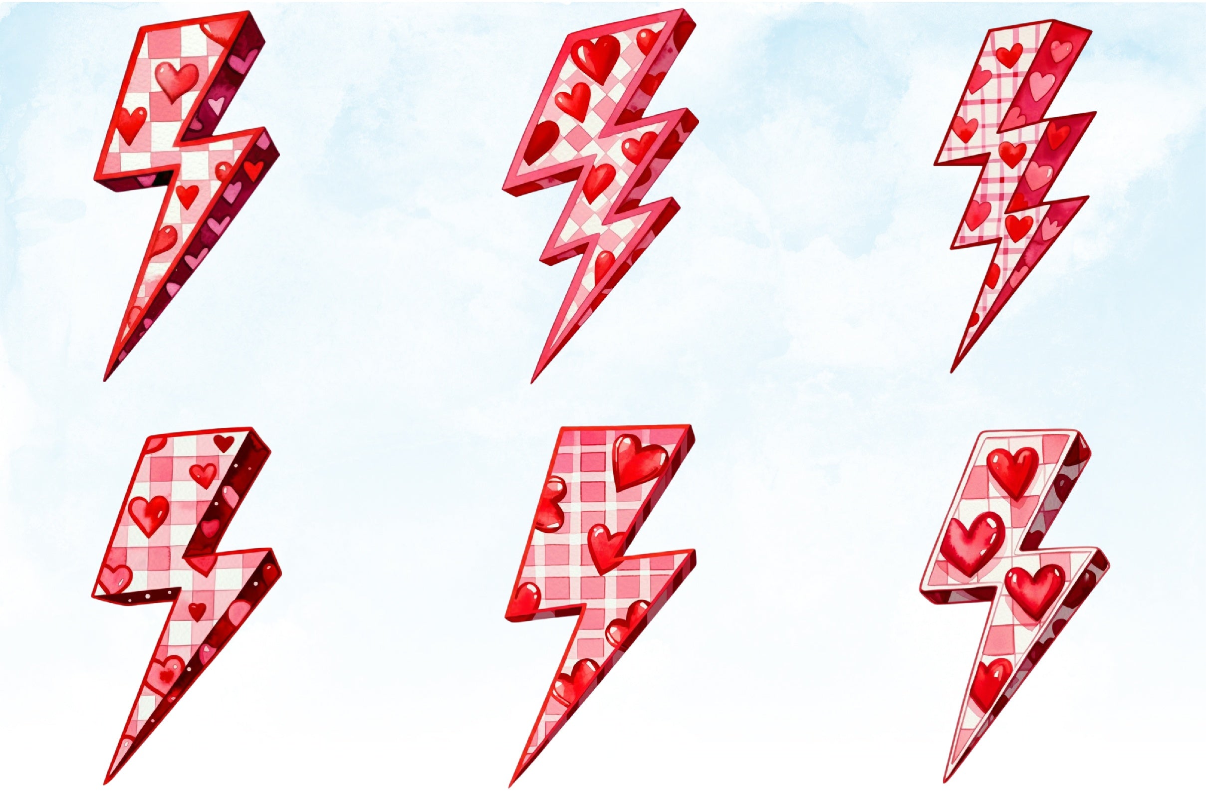 Valentine's Lightning Bolt Clipart Bundle - CraftNest - Digital Crafting and Art