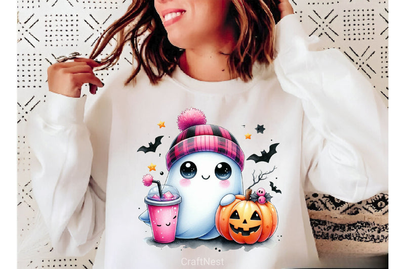 Cute Ghost Cute Halloween Clipart Bundle 20 - CraftNest - Digital Crafting and Art