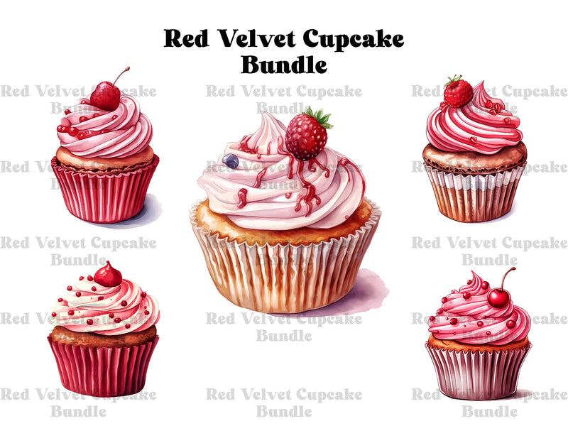 Red Velvet Cupcakes Clipart - CraftNest