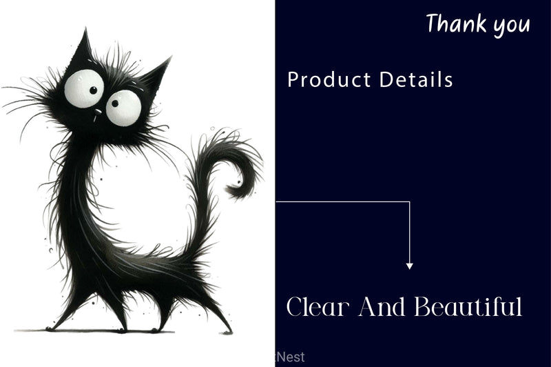 Whimsical Funny Black Cat Clipart Bundle - CraftNest - Digital Crafting and Art