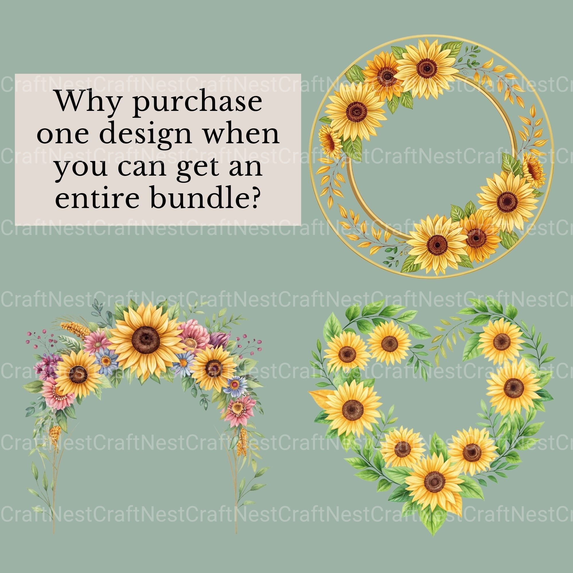 Sunflower Borders Clipart Bundle - CraftNest - Digital Crafting and Art