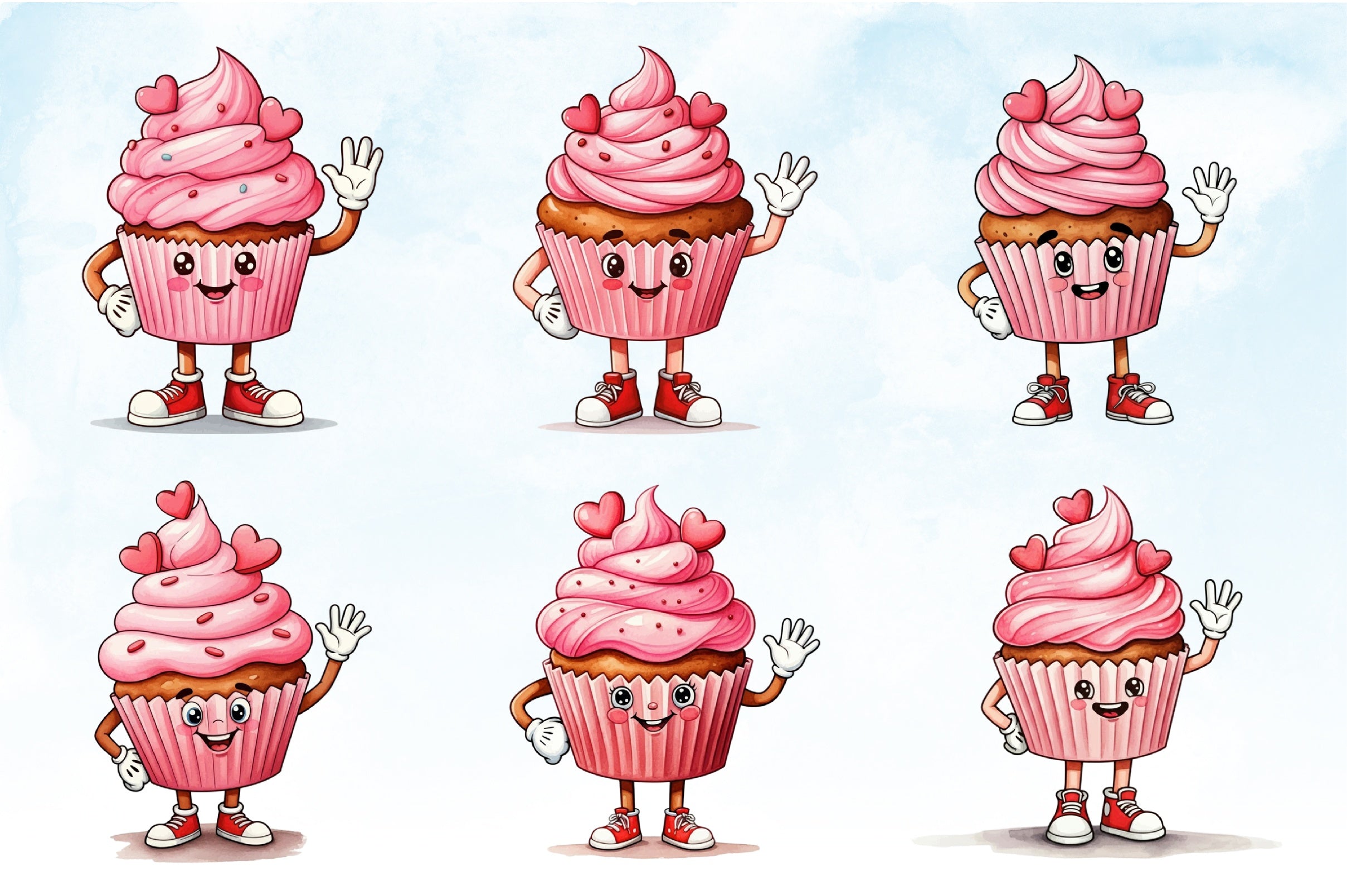 Kawaii Valentine Cupcake Clipart Bundle - CraftNest - Digital Crafting and Art