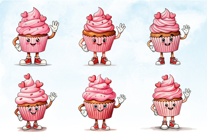 Kawaii Valentine Cupcake Clipart Bundle - CraftNest - Digital Crafting and Art