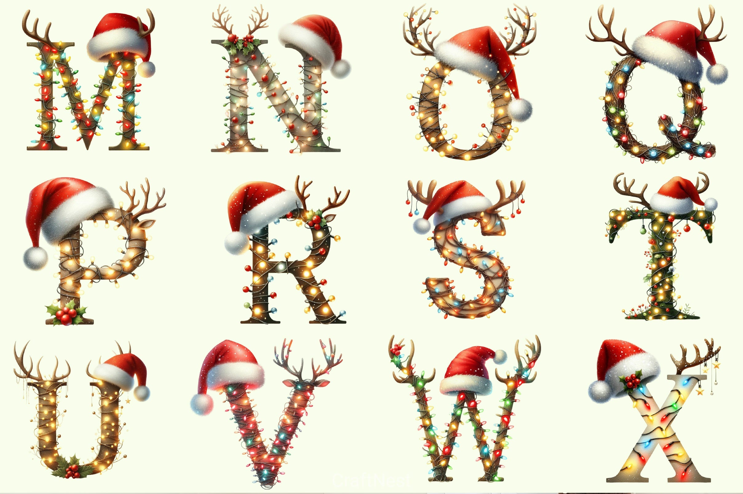 Christmas Alphabet Clipart Bundle - CraftNest - Digital Crafting and Art
