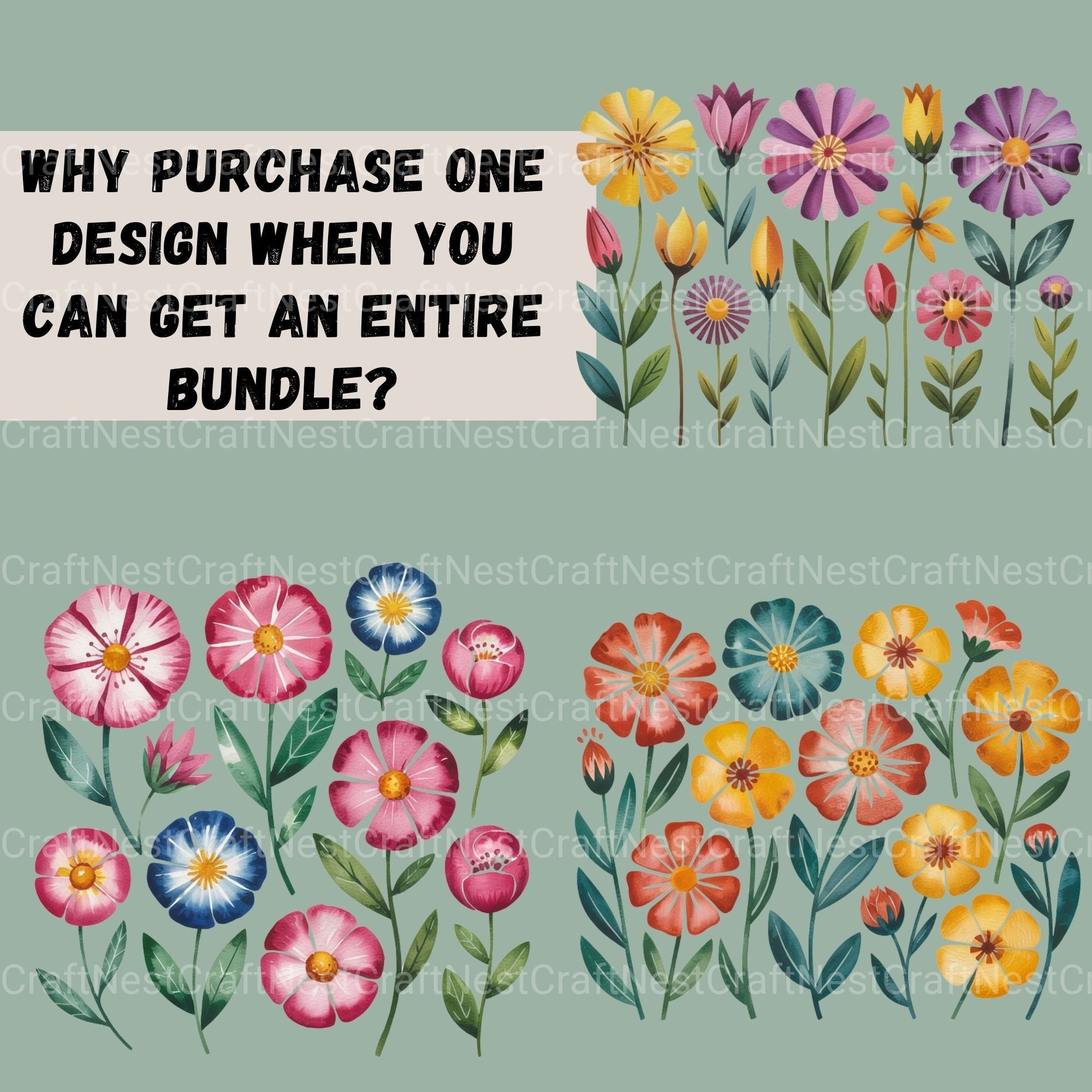 Boho Flowers Clipart Bundle - CraftNest - Digital Crafting and Art