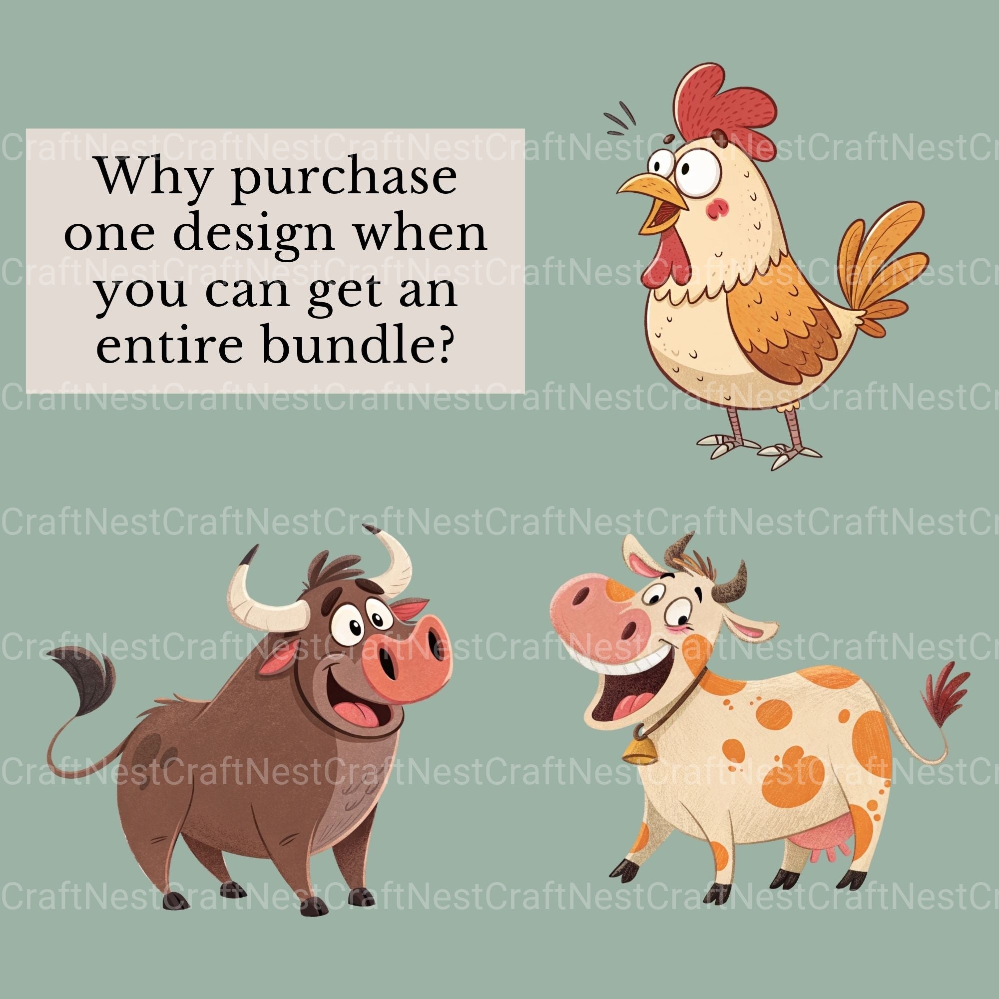 Farm Animals Quirky Clipart Bundle - CraftNest - Digital Crafting and Art