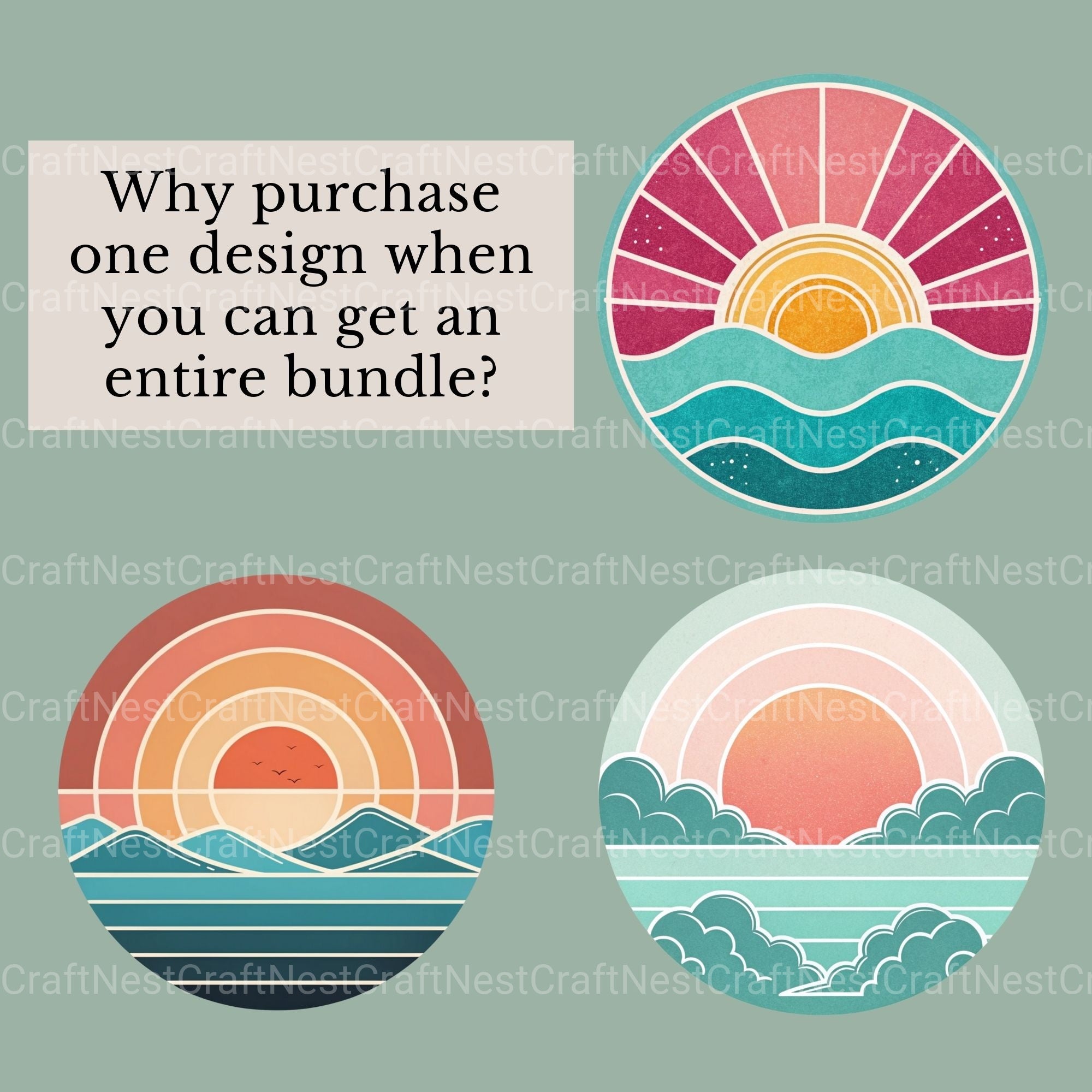 Retro Sunsets Clipart Bundle 1 - CraftNest - Digital Crafting and Art