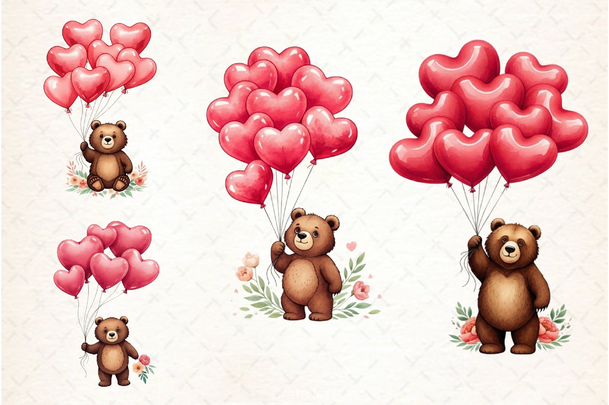 Valentine Teddy Bear Clipart Bundle 2 - CraftNest - Digital Crafting and Art