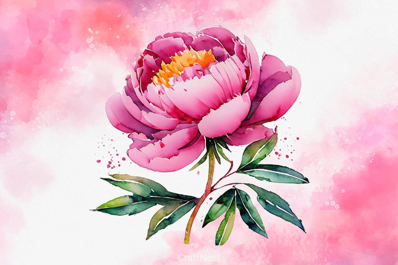 Pink Peony Set Clipart Bundle - CraftNest - Digital Crafting and Art
