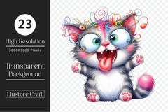 Cute Crazy Cat Clipart Bundle - CraftNest - Digital Crafting and Art