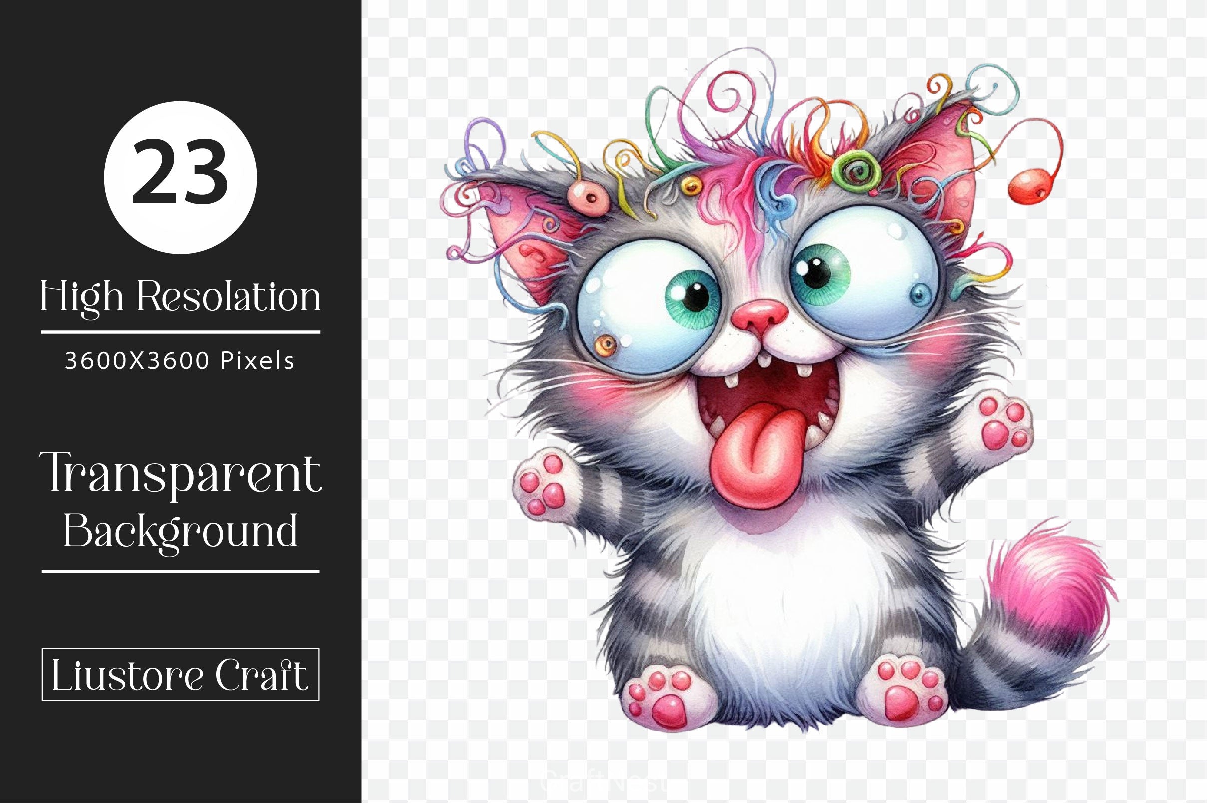 Cute Crazy Cat Clipart Bundle - CraftNest - Digital Crafting and Art