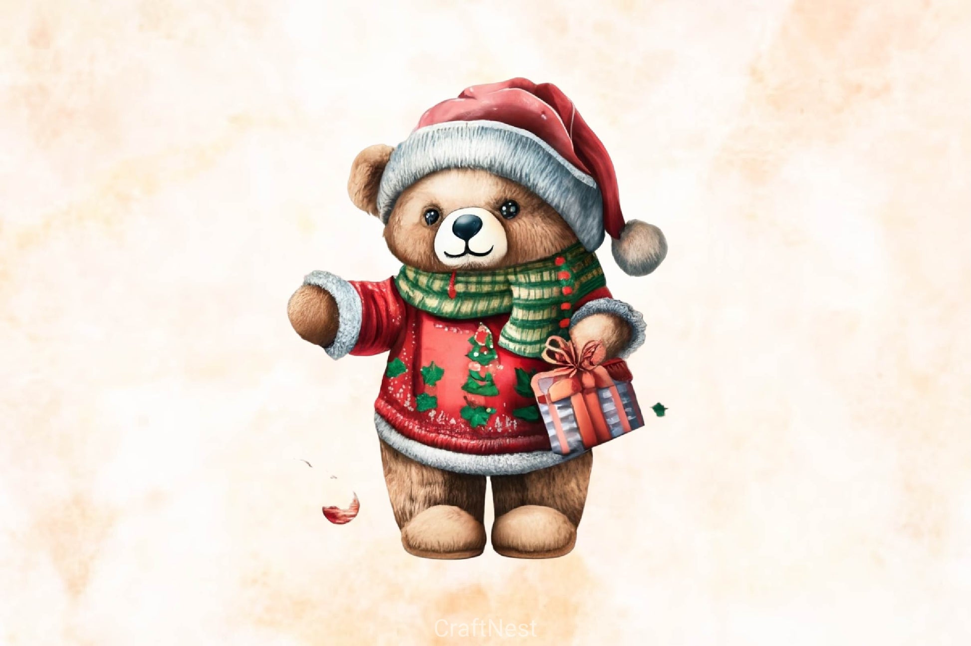 Cute Teddy Christmas Clipart Bundle - CraftNest - Digital Crafting and Art
