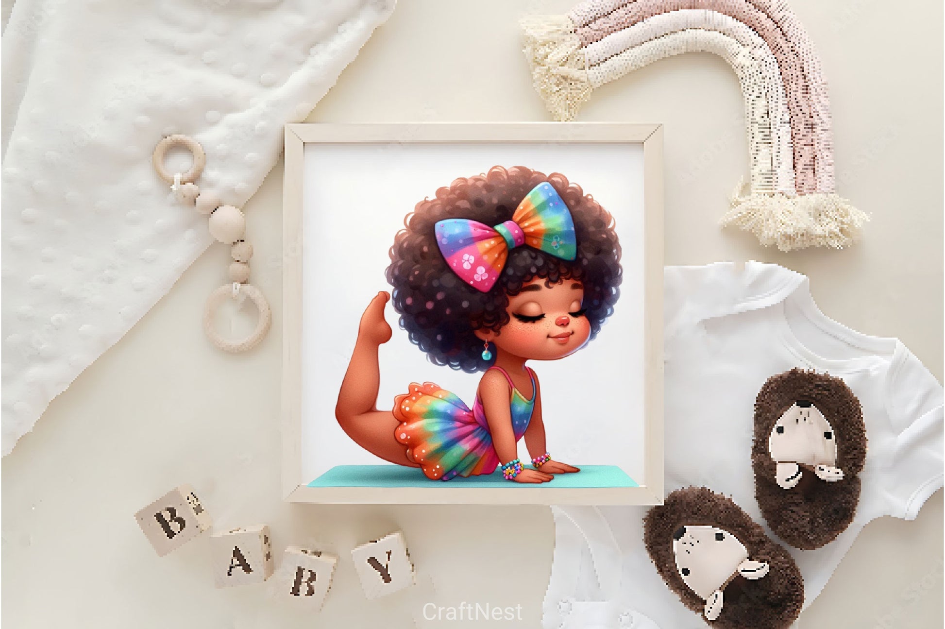 Cute Little Girl Afro Yoga Pose Clipart Bundle - CraftNest - Digital Crafting and Art