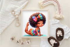 Cute Little Girl Afro Yoga Pose Clipart Bundle - CraftNest - Digital Crafting and Art